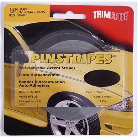 TRIMBRITE TRIMBRITE T1214 Pinstripe Tape; Black; 0.25 In. X 36 Ft. T18-T1214